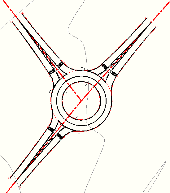 Модель кругового перекрестка в Civil 3D